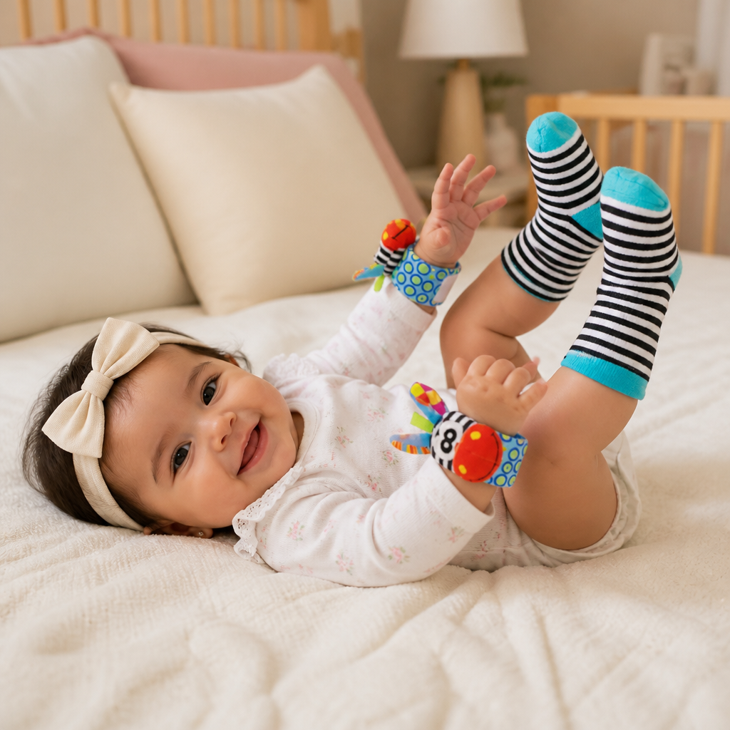 Calcetines Y Pulsera Sensoriales De Peluche Para Bebés