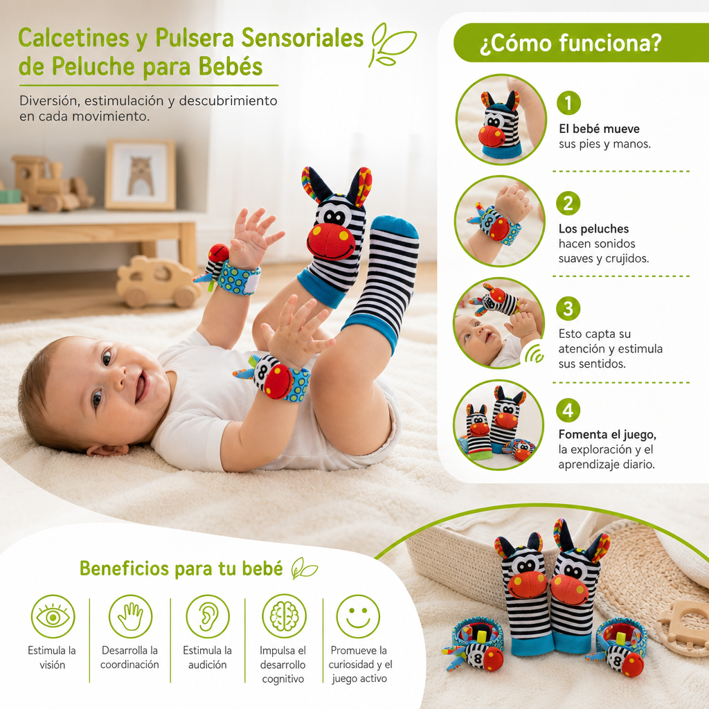 Calcetines Y Pulsera Sensoriales De Peluche Para Bebés