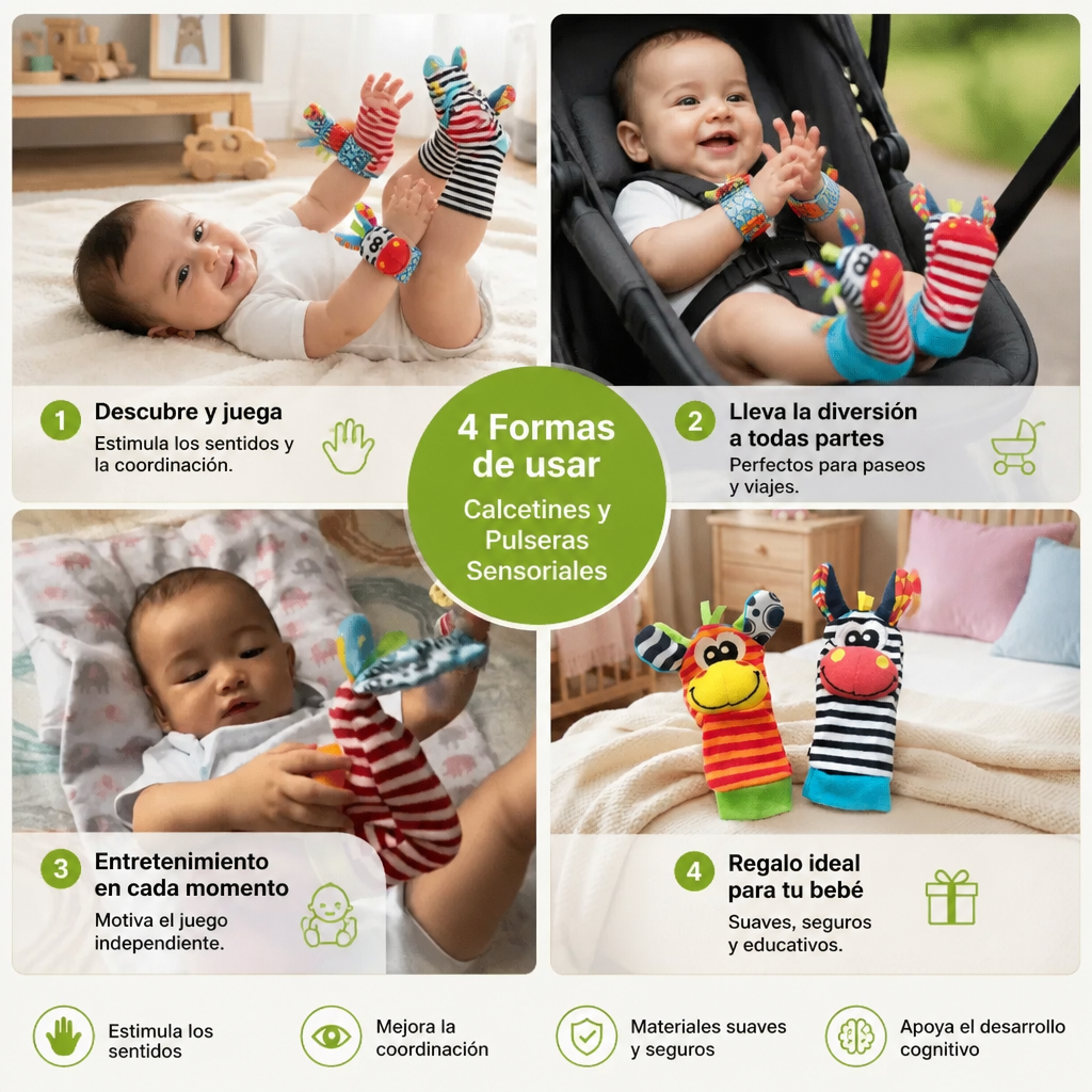 Calcetines Y Pulsera Sensoriales De Peluche Para Bebés