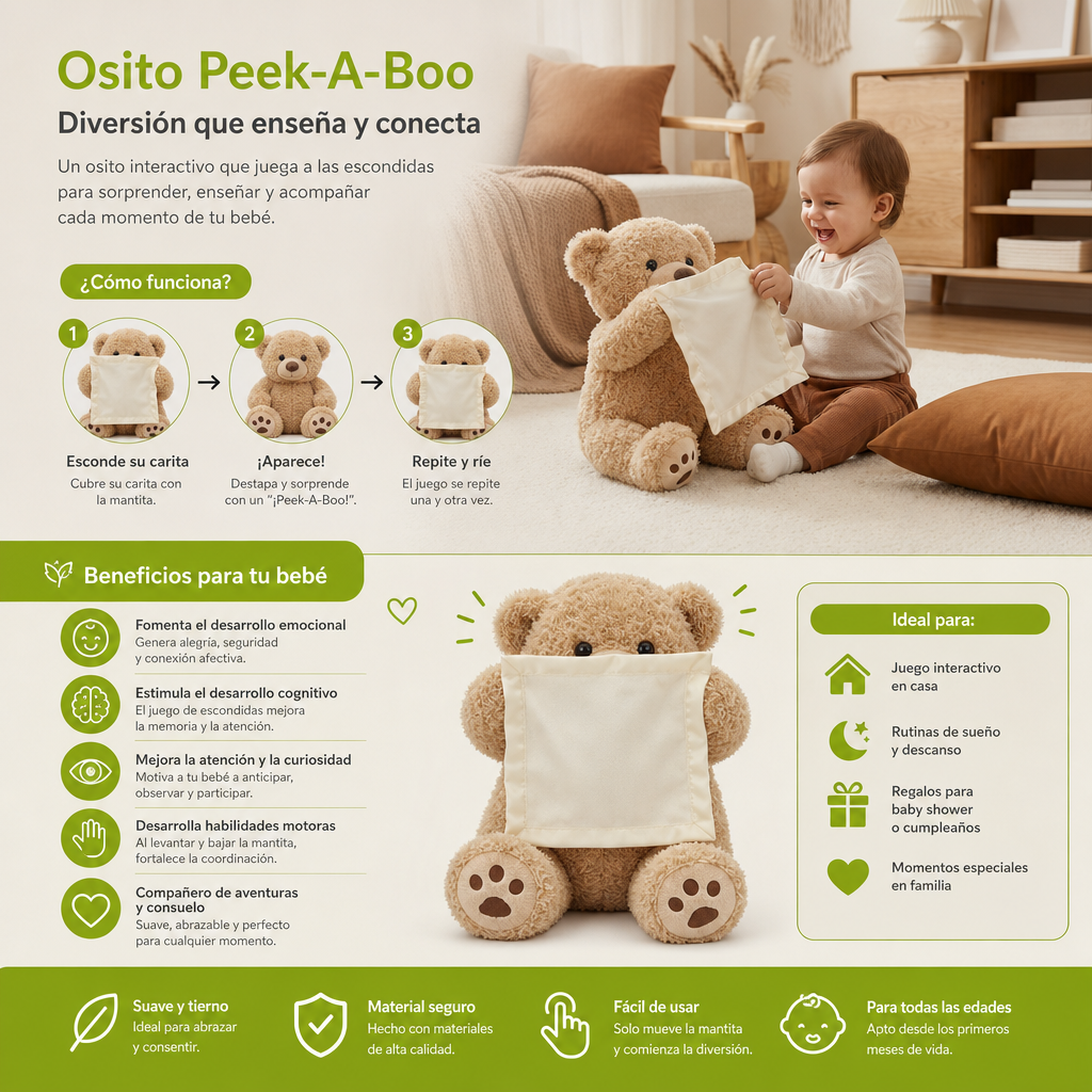 Osito Peek-A-Boo - Juguete De Peluche Interactivo