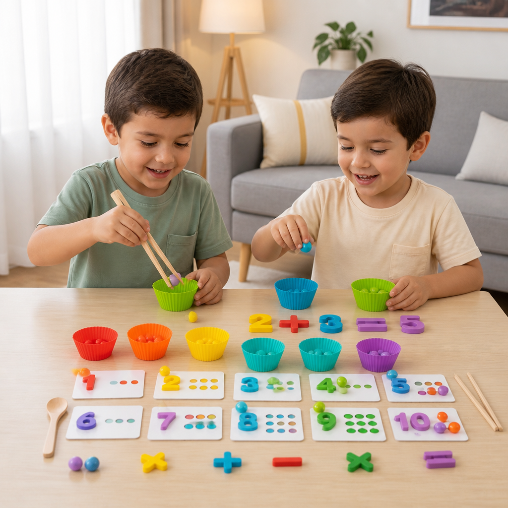 Set De Clasificación De Bolas Montessori Con Números Y Colores Para Aprender A Contar