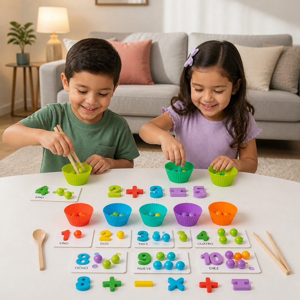 Set De Clasificación De Bolas Montessori Con Números Y Colores Para Aprender A Contar