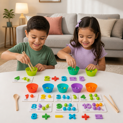 Set De Clasificación De Bolas Montessori Con Números Y Colores Para Aprender A Contar