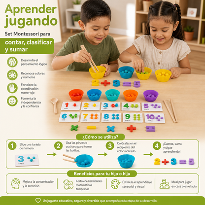 Set De Clasificación De Bolas Montessori Con Números Y Colores Para Aprender A Contar
