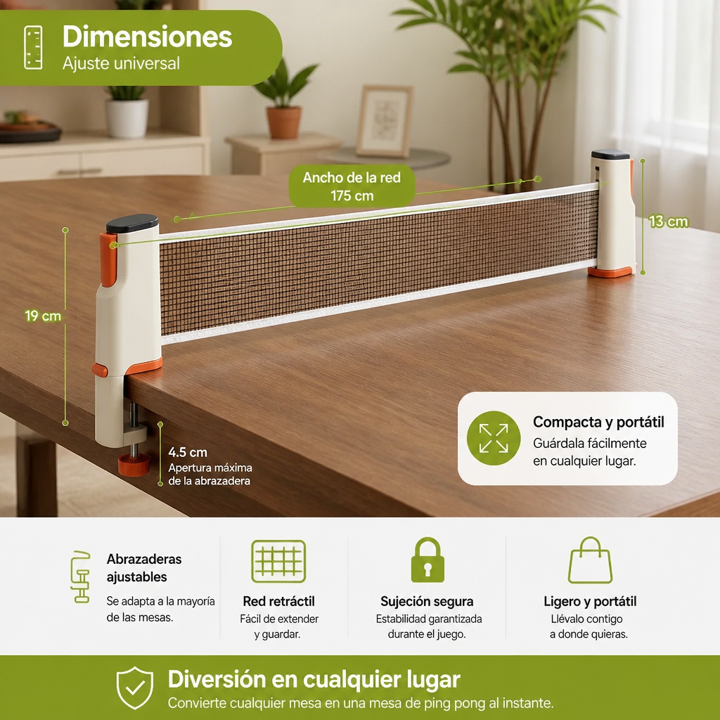 Set De Ping Pong Ajustable - ¡Se Adapta A Cualquier Mesa!
