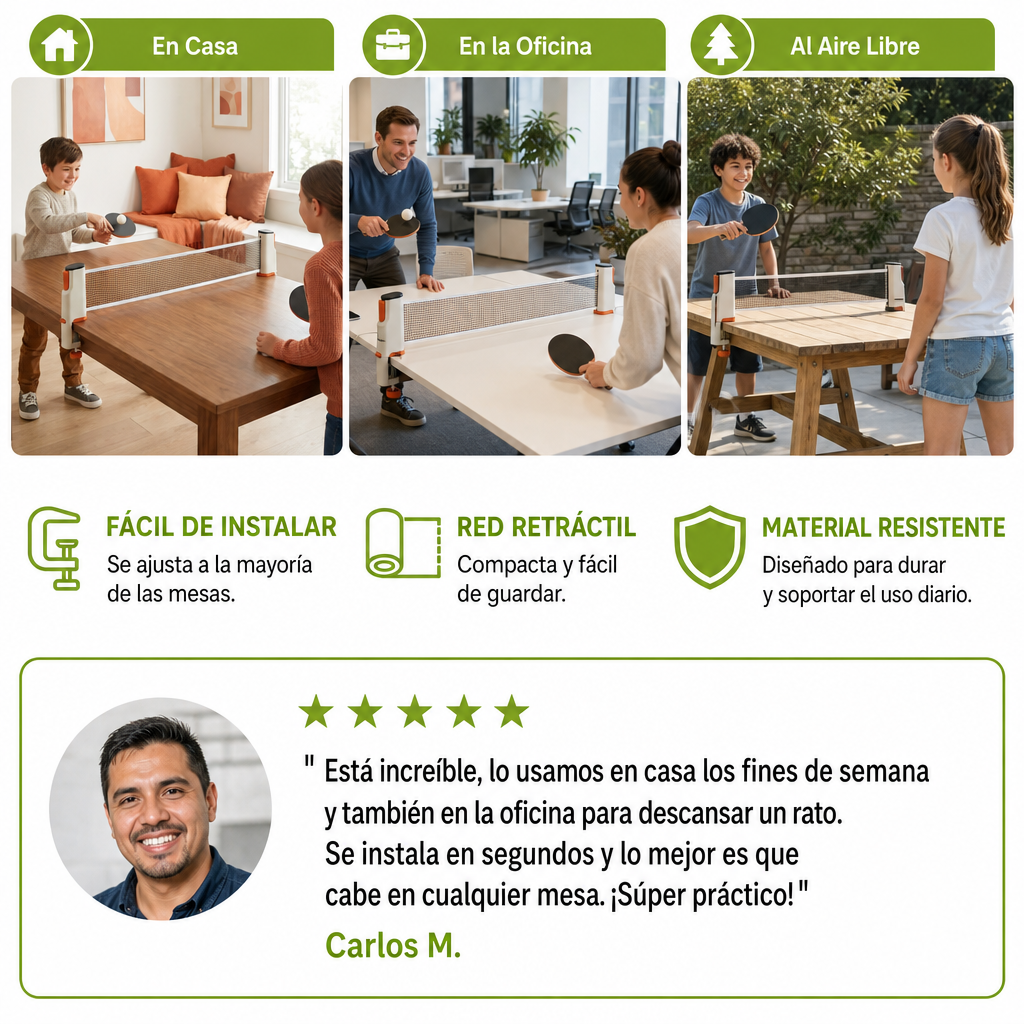 Set De Ping Pong Ajustable - ¡Se Adapta A Cualquier Mesa!