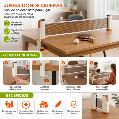 Set De Ping Pong Ajustable - ¡Se Adapta A Cualquier Mesa!