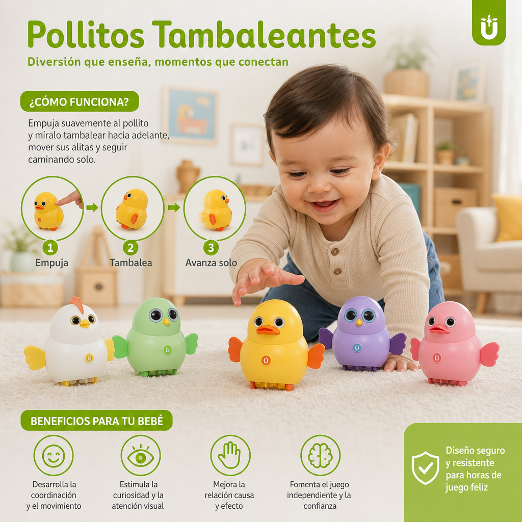Juguete Infantil De Pollitos Tambaleantes