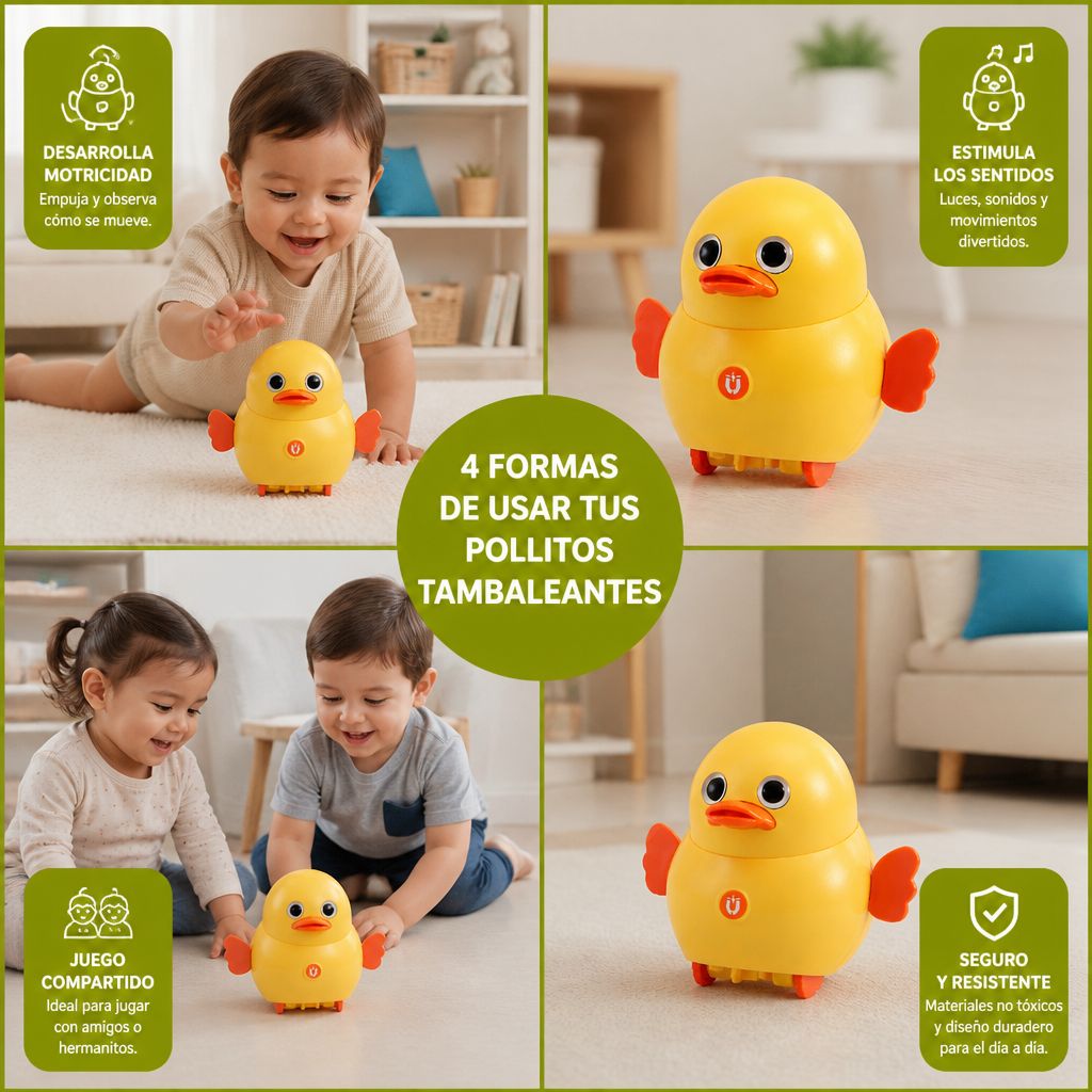 Juguete Infantil De Pollitos Tambaleantes