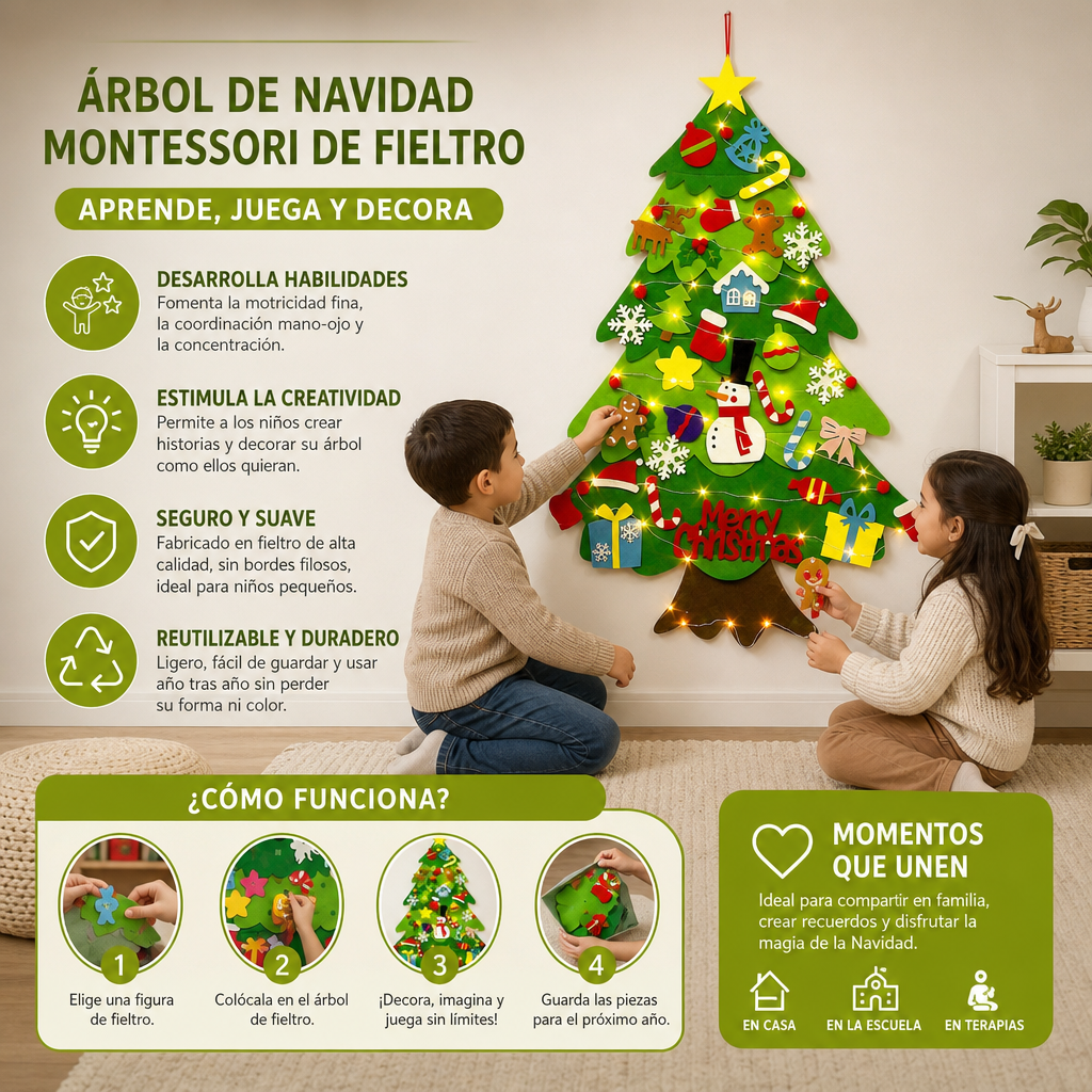 Árbol De Navidad Montessori De Fieltro