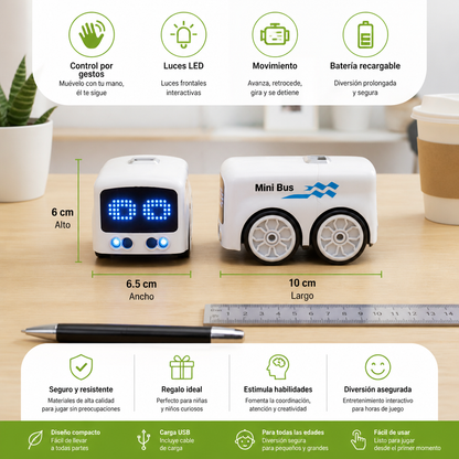 Mini Autobús RC Inteligente Para Niños – Control Por Gestos Y Luces LED