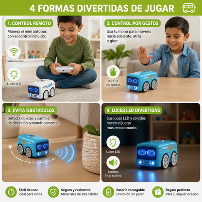 Mini Autobús RC Inteligente Para Niños – Control Por Gestos Y Luces LED