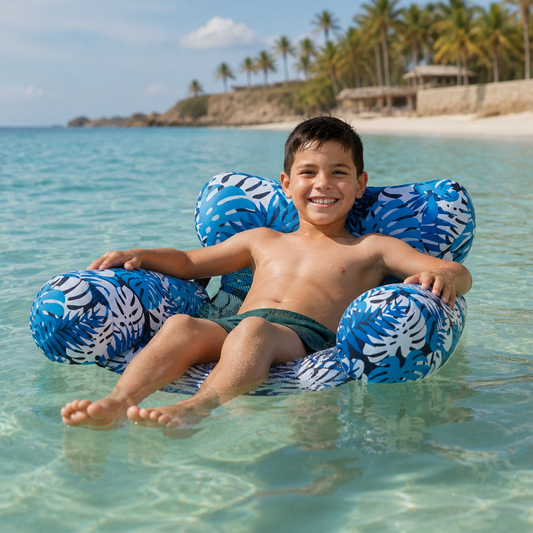 Hamaca Inflable para Piscina con Respaldo – Flotador Plegable para Agua