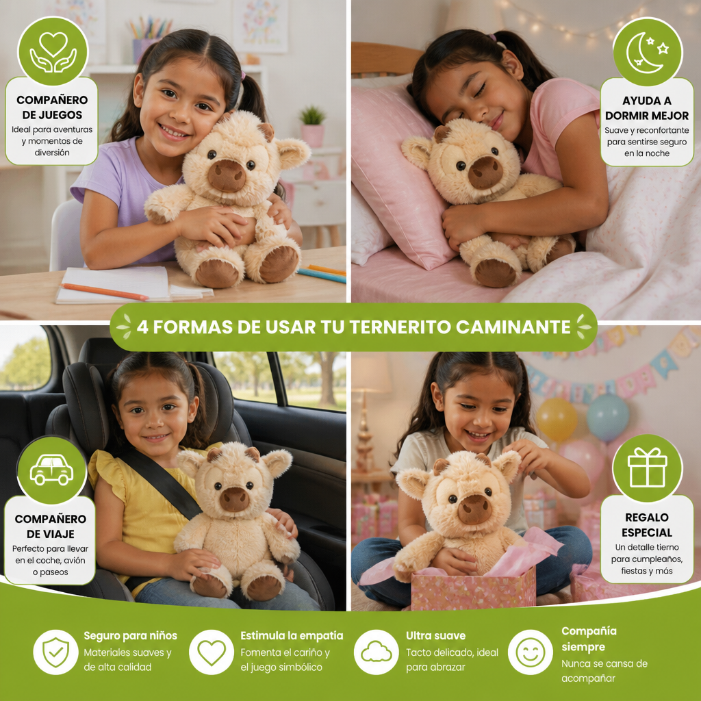 Ternerito Caminante - Peluche Suave de Dibujos Animados y Compañero Relajante para Niños