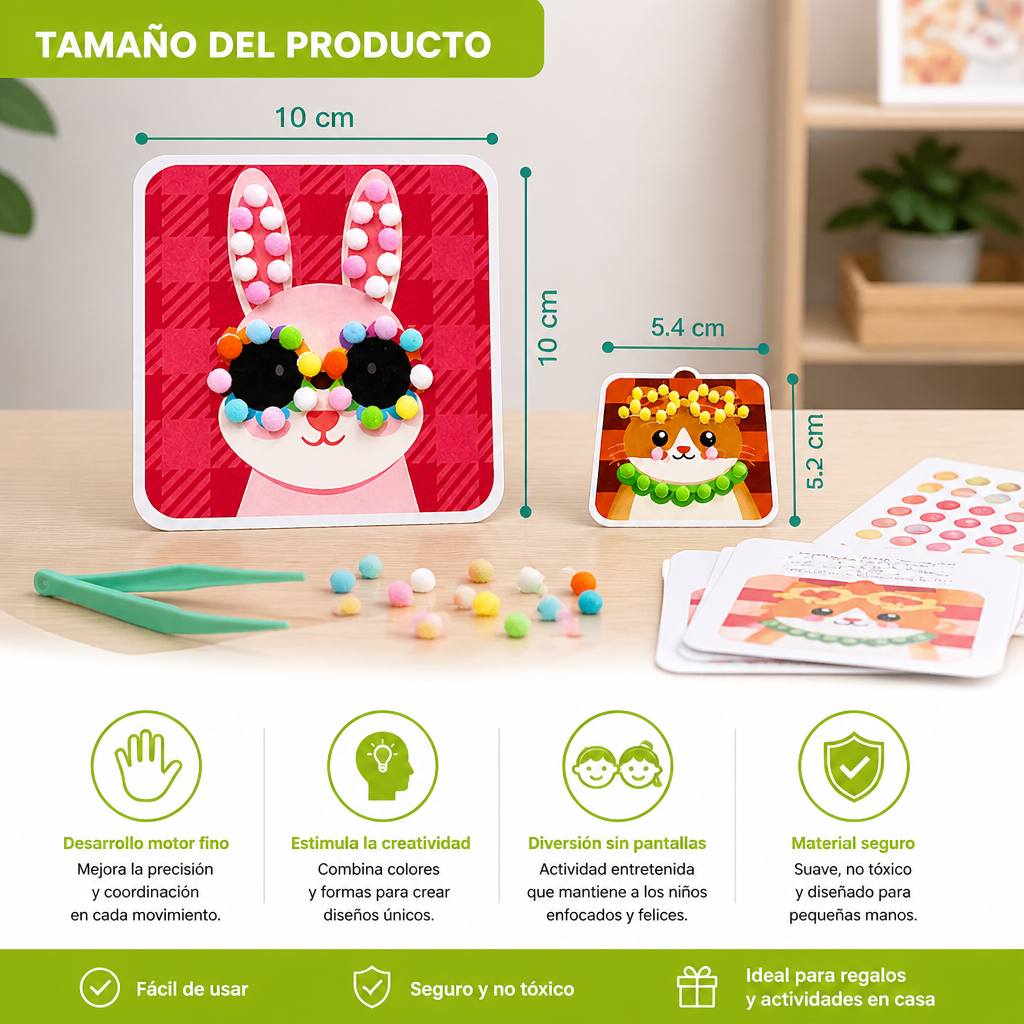 Kit De Manualidades Y Pintura De Animales Con Pompones Suaves
