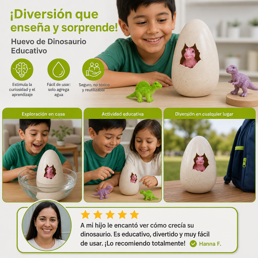 Huevo De Dinosaurio Educativo Para Eclosionar Y Crecer En Agua Para Niños