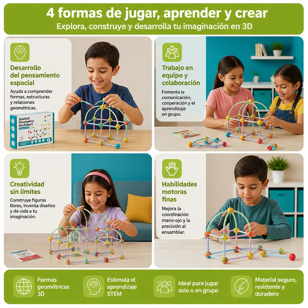 Set De Construcción De Geometría 3D – Juguete Educativo Para Construcción Y Pensamiento Espacial