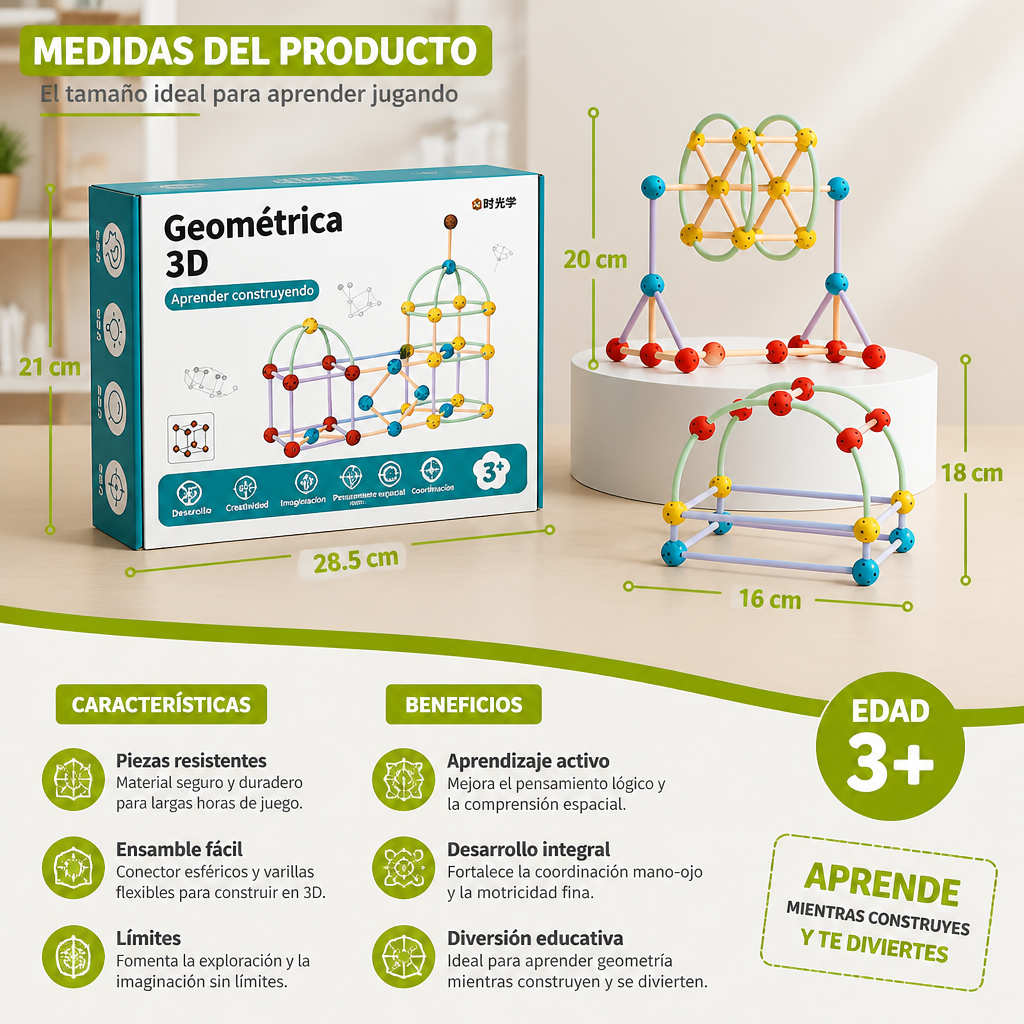 Set De Construcción De Geometría 3D – Juguete Educativo Para Construcción Y Pensamiento Espacial