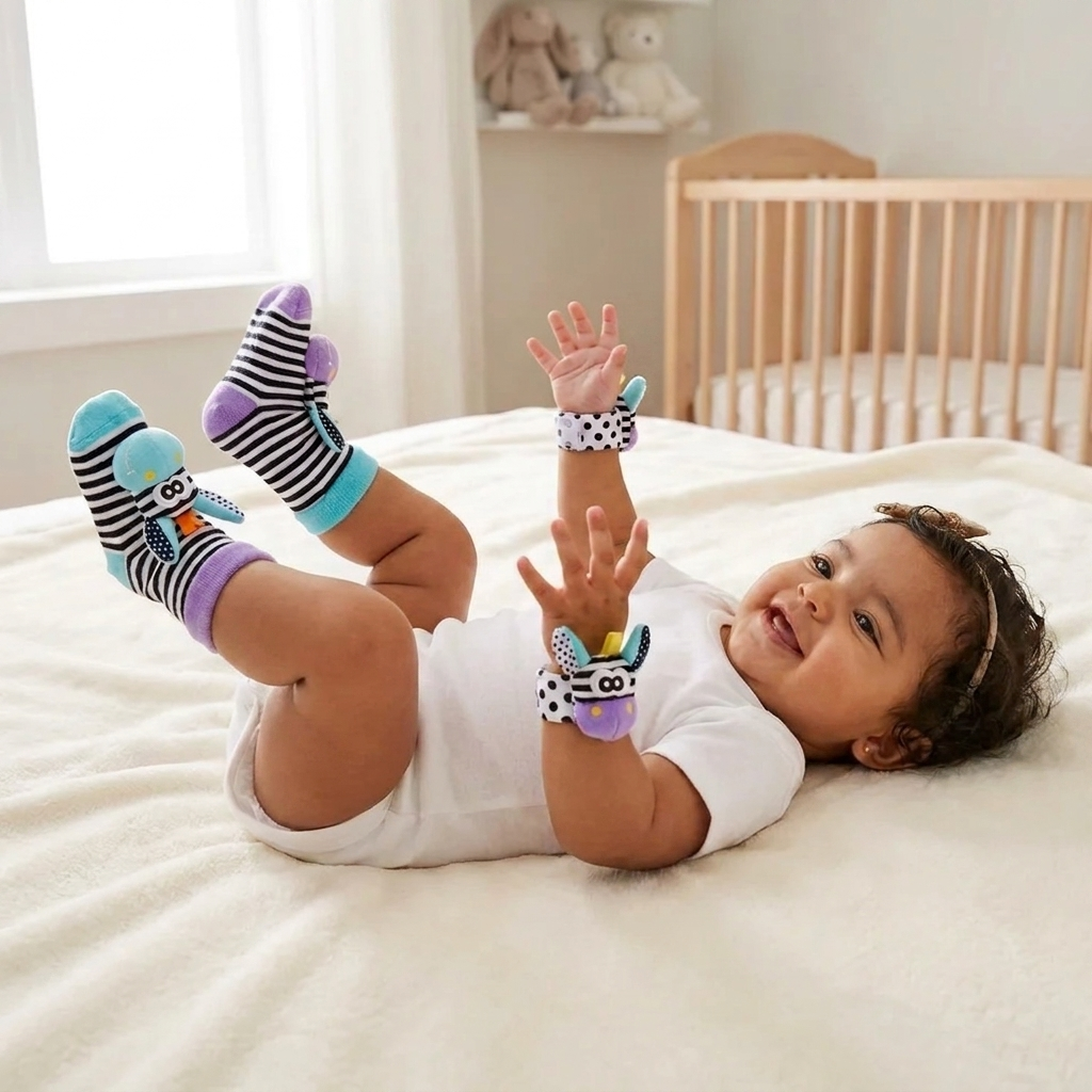 Calcetines Y Pulsera Sensoriales De Peluche Para Bebés
