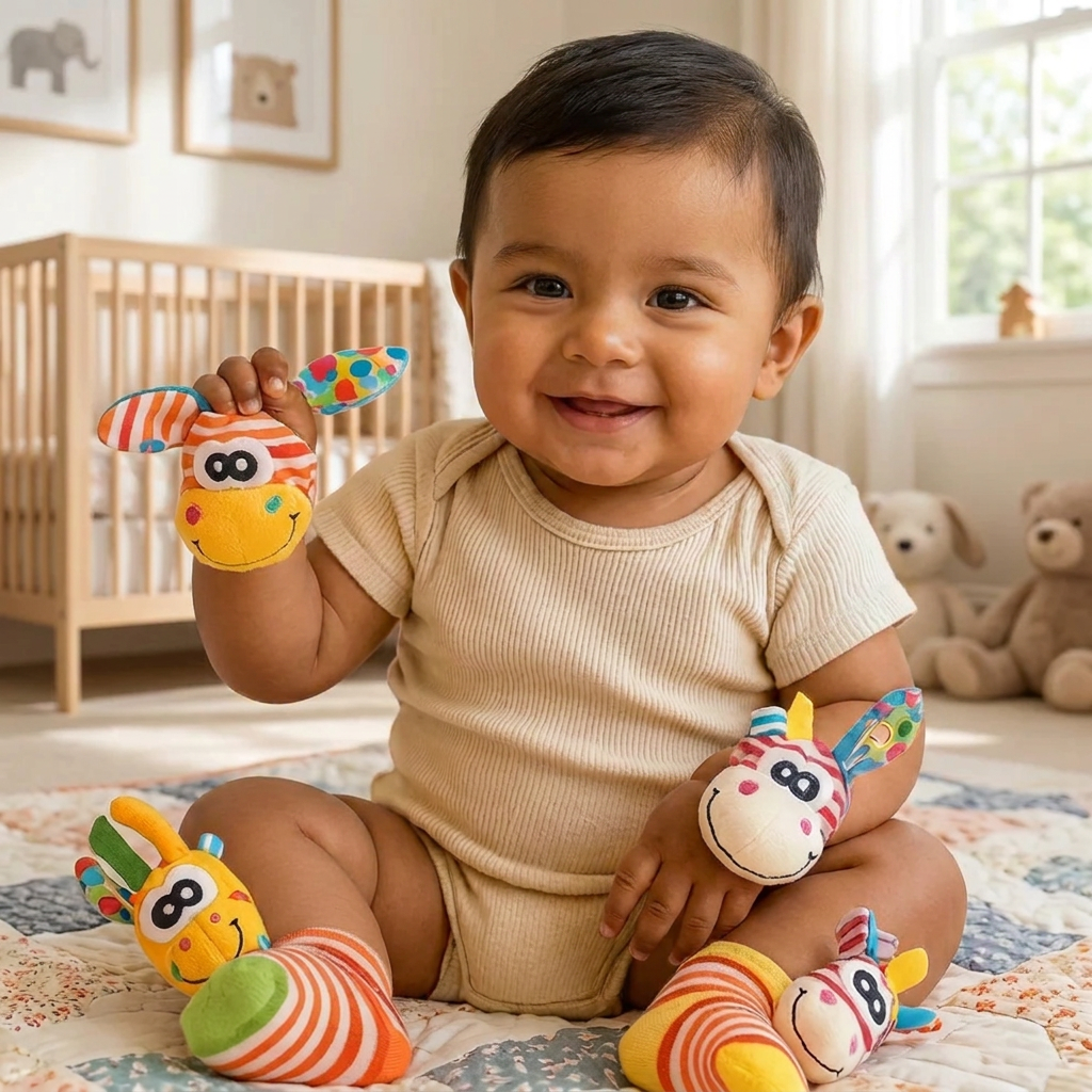 Calcetines Y Pulsera Sensoriales De Peluche Para Bebés