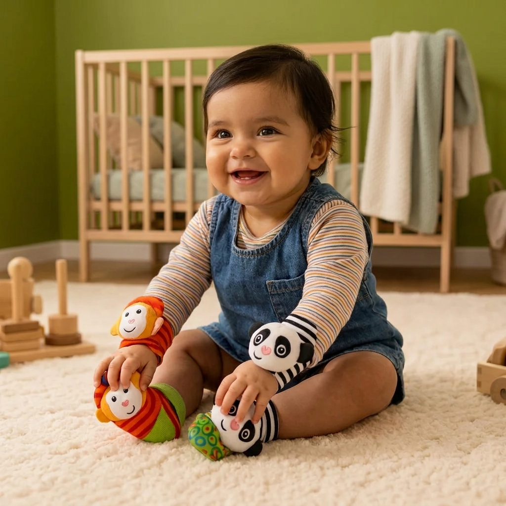 Calcetines Y Pulsera Sensoriales De Peluche Para Bebés