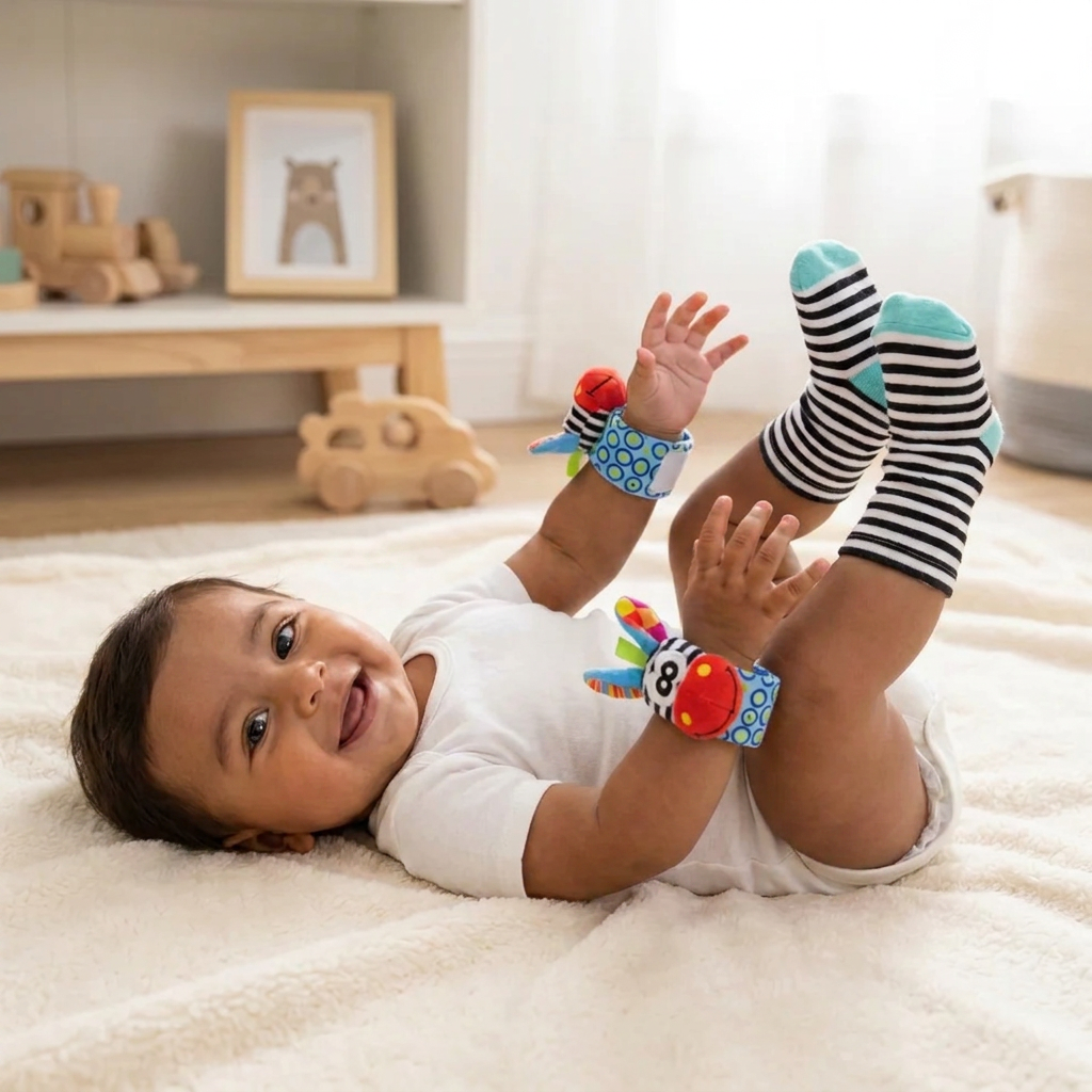 Calcetines Y Pulsera Sensoriales De Peluche Para Bebés