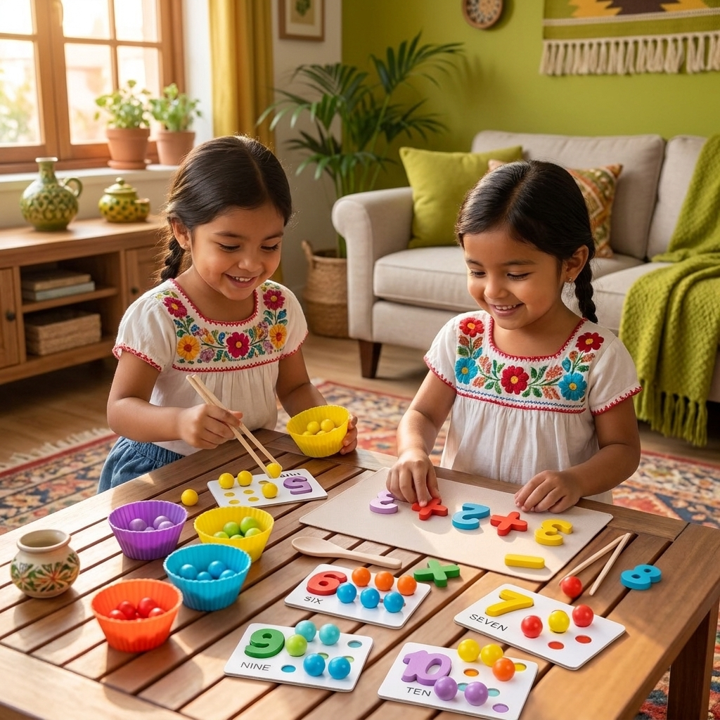 Set De Clasificación De Bolas Montessori Con Números Y Colores Para Aprender A Contar
