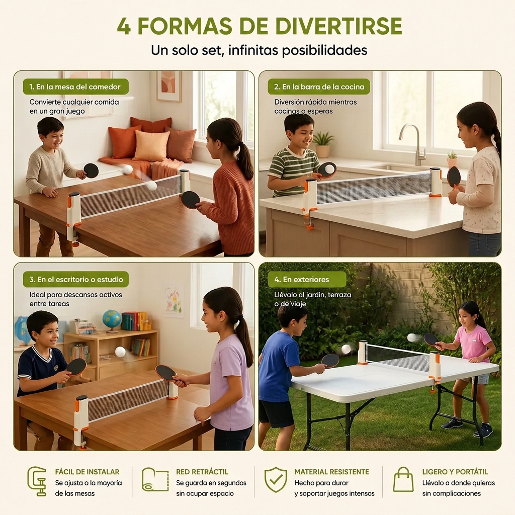 Set De Ping Pong Ajustable - ¡Se Adapta A Cualquier Mesa!