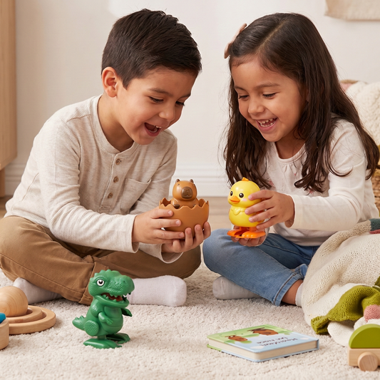 Juguete infantil de huevo sorpresa con animalito que nace