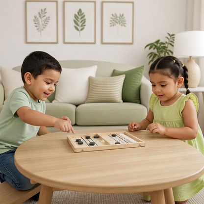 Juego de Mesa de Ajedrez con Resortera de Madera