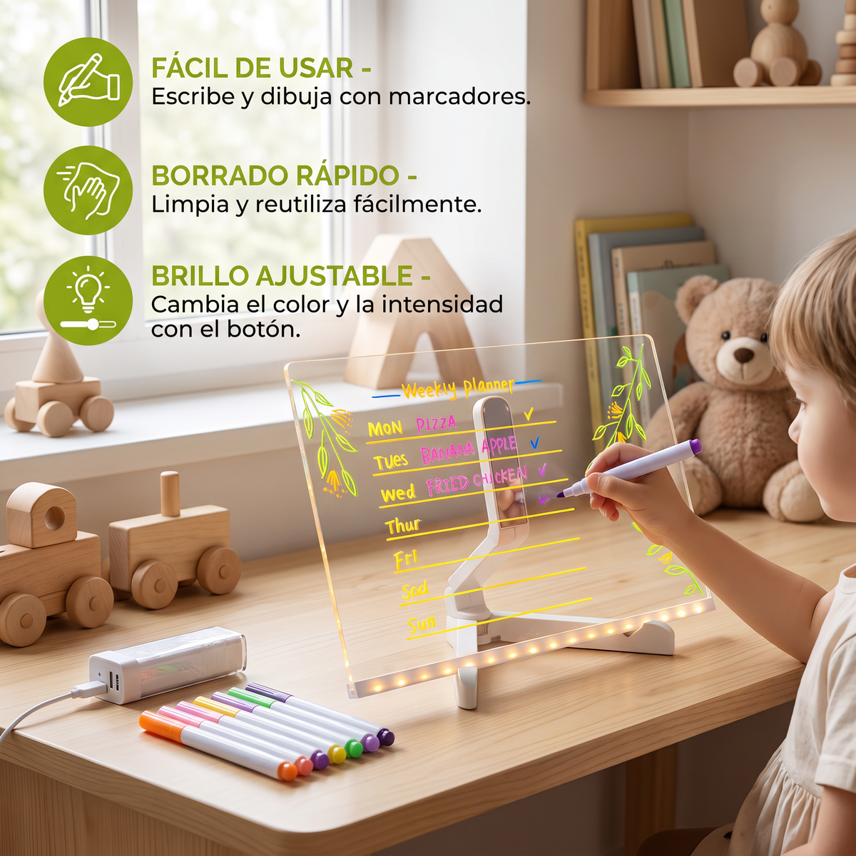 Pizarra LED Luminosa Para Niños