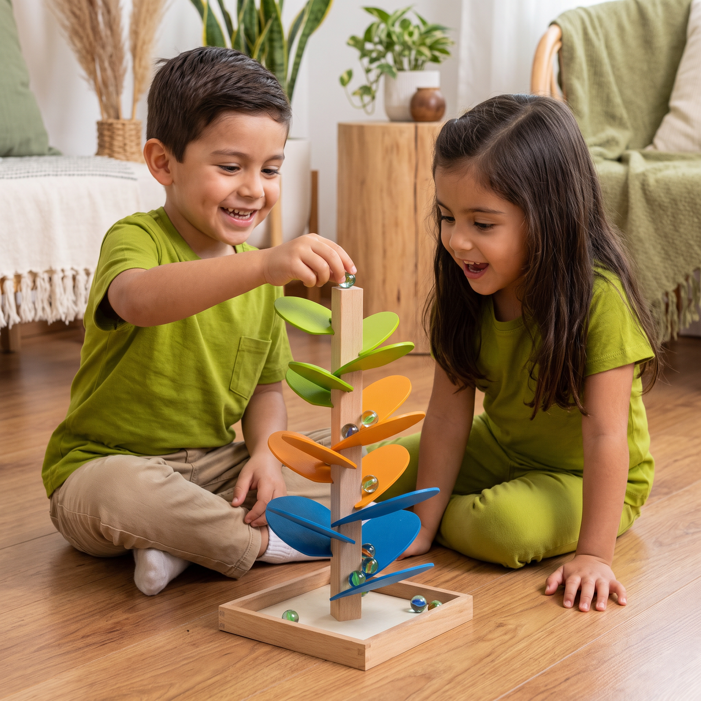 Torre De Madera Montessori De Canicas Arcoíris