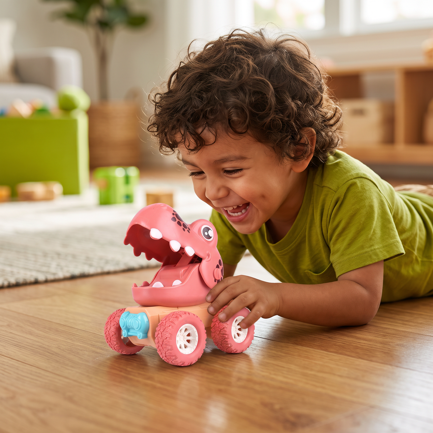 Camionetas Monstruo De Dinosaurio De Empuje Y Movimiento