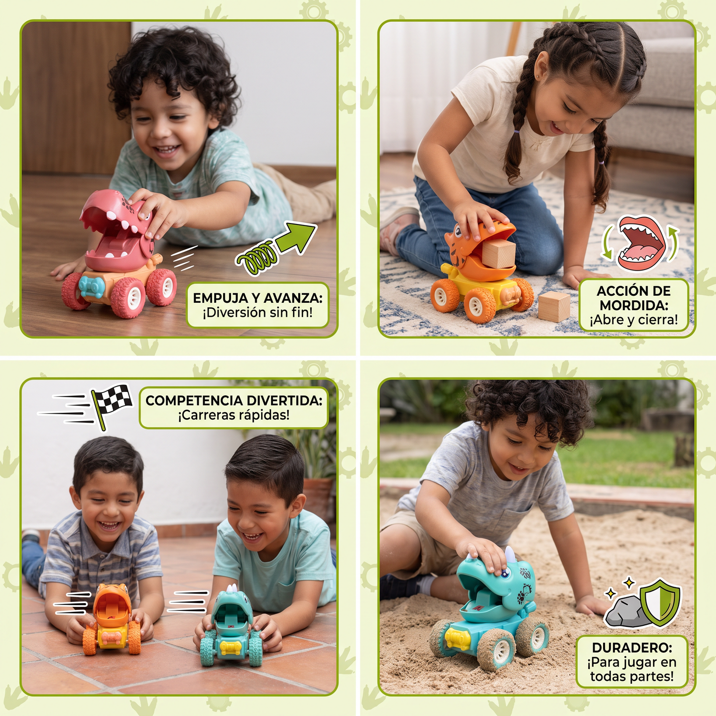 Camionetas Monstruo De Dinosaurio De Empuje Y Movimiento