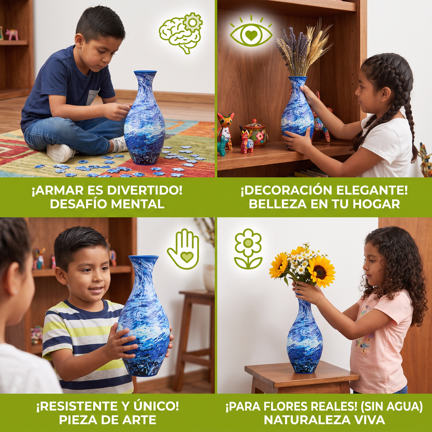 Jarrón Elegante De Rompecabezas 3D - Usable Para Flores Reales