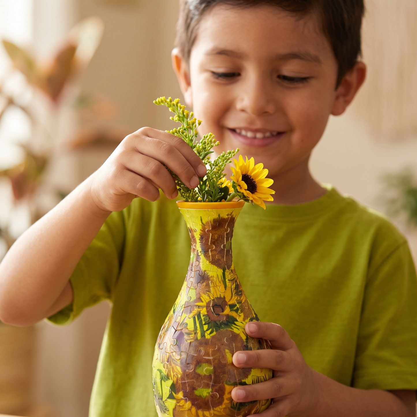Jarrón Elegante De Rompecabezas 3D - Usable Para Flores Reales