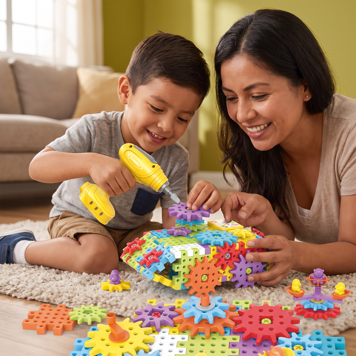 Bloques De Rompecabezas Y Engranajes 3D Montessori
