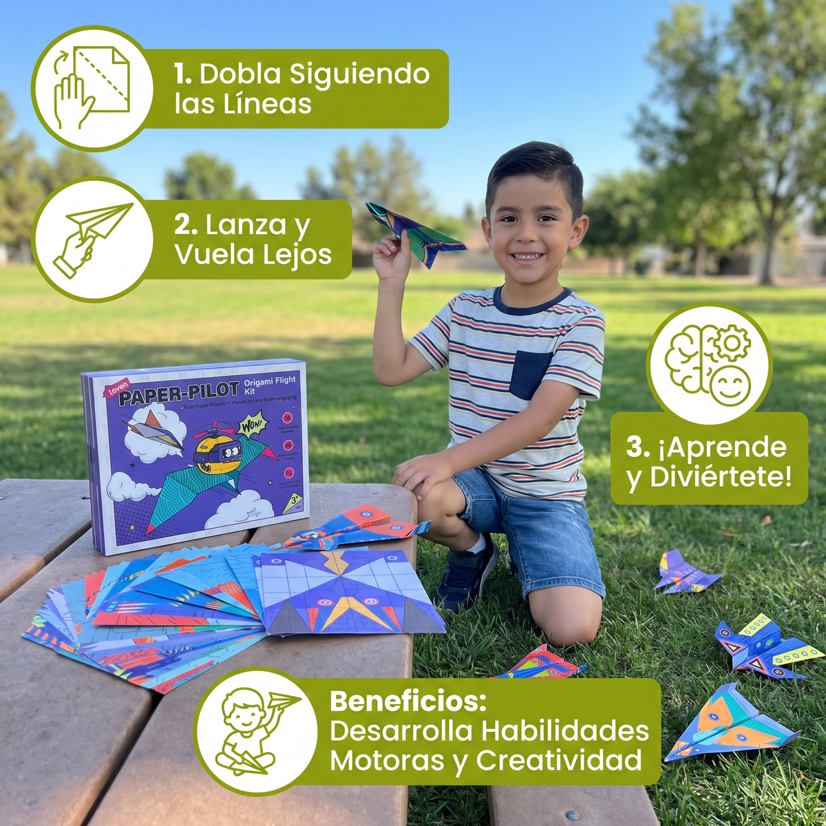 Set De Construcción De Aviones De Papel Origami Con Instrucciones