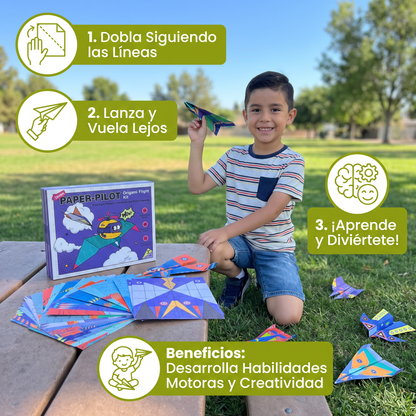 Set De Construcción De Aviones De Papel Origami Con Instrucciones