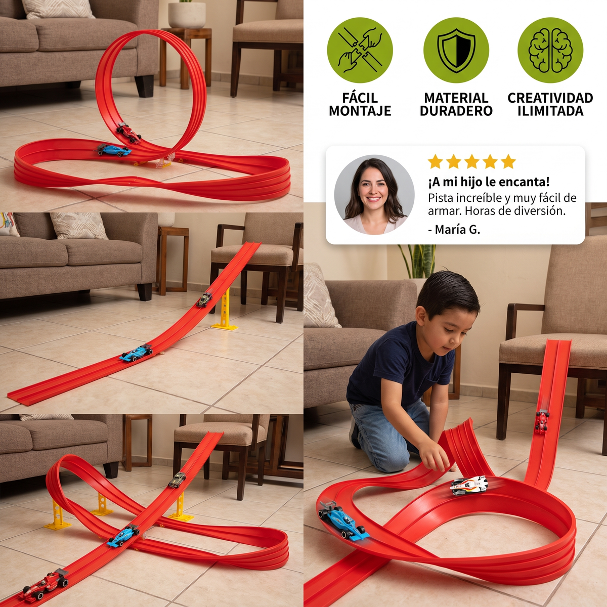 Set De Pista De Carreras Flexible Y Ajustable