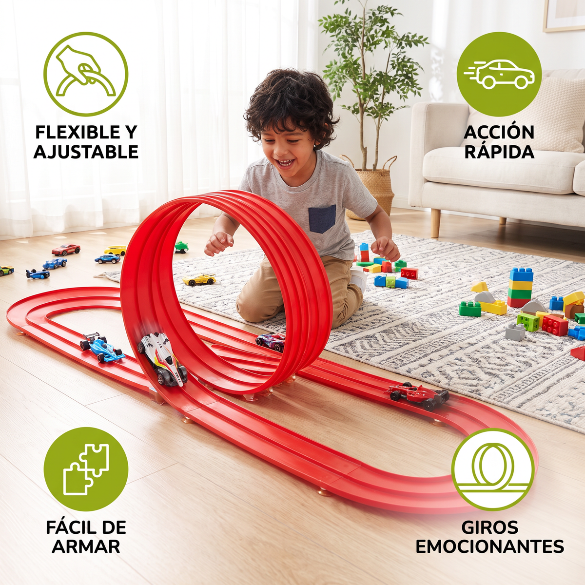 Set De Pista De Carreras Flexible Y Ajustable