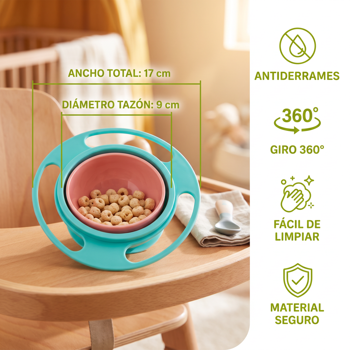 Tazón Antiderrames Para Bebés – Comer Sin Ensuciar