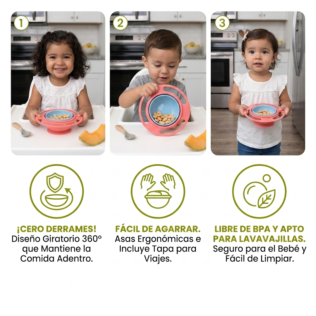 Tazón Antiderrames Para Bebés – Comer Sin Ensuciar