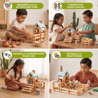 Set De Bloques De Madera Montessori – Juguete Natural De Apilamiento Y Construcción
