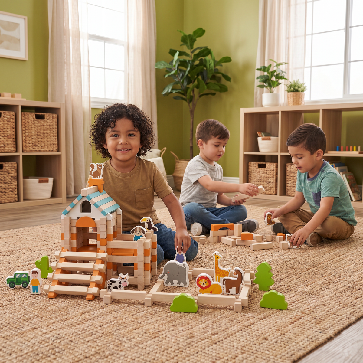 Set De Bloques De Madera Montessori – Juguete Natural De Apilamiento Y Construcción