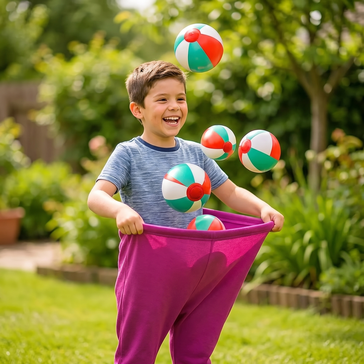 Juego Familiar De Atrapar Pelotas Con Pantalón De Payaso