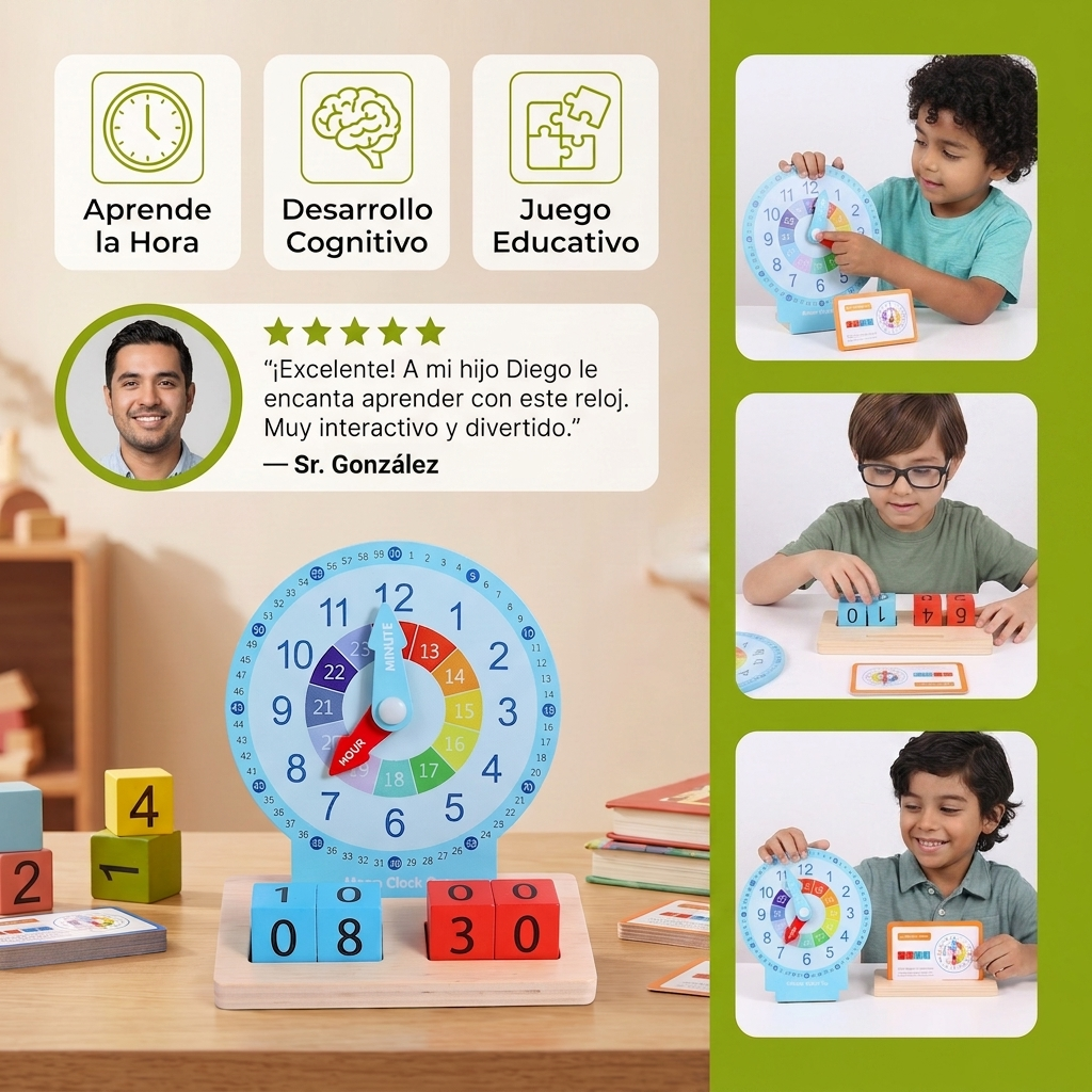 Reloj Montessori Educativo Para Aprender La Hora