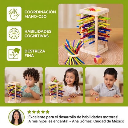 Juego De Habilidad Educativo 3 En 1 De Madera Con Bolas Y Palitos