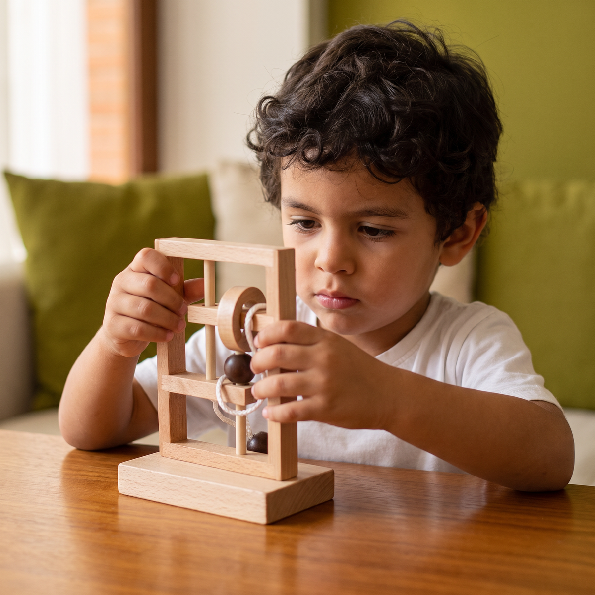Rompecabezas De Madera IQ Hecho A Mano Con Cuerda – Juego De Ingenio Para Toda La Familia