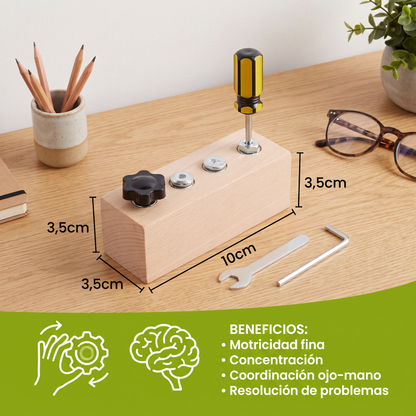 Juego Montessori De Tornillos De Madera – Motricidad Fina Y Entrenamiento De Concentración Para Niños